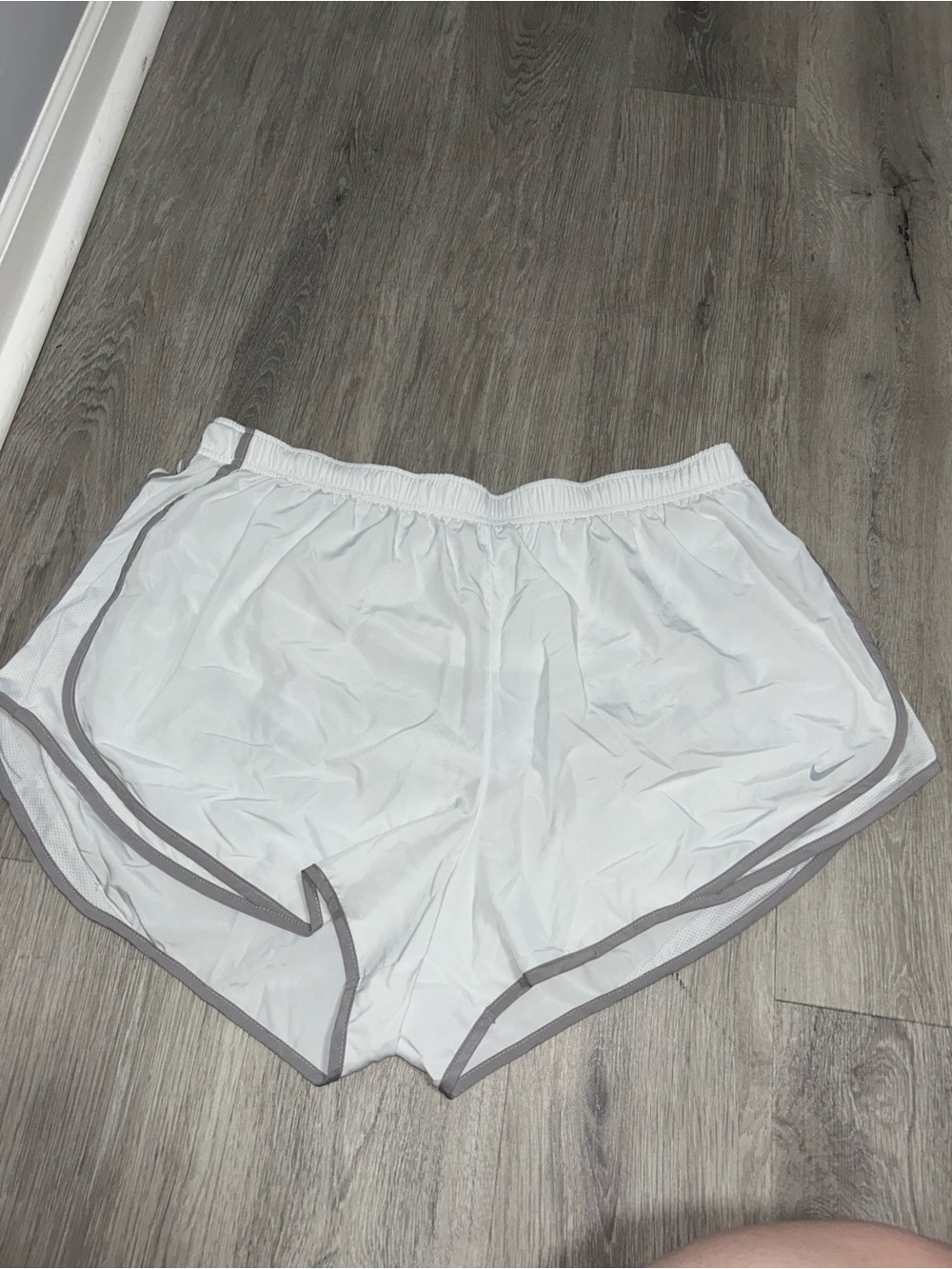 Nike White Women's Athletic Shorts with Gray Trim